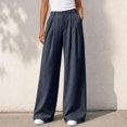 thumbnail image 2 of Ozmmyan 2026 Wide Leg Pants for Womens High Waist Pleated Button Zip Front Business Palazzo Pants with Pockets ﻿, 2 of 5