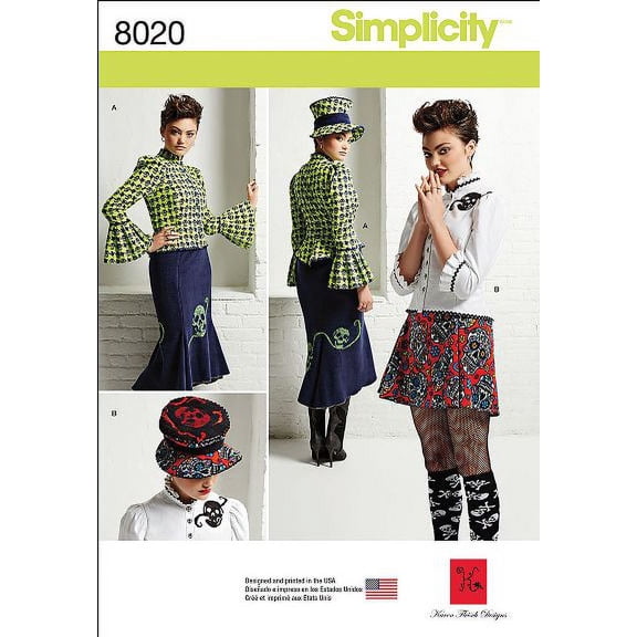 SIMPLICITY MISSES' BLOUSE, HAT AND KNIT SKIRTS-4-6-8-10-12