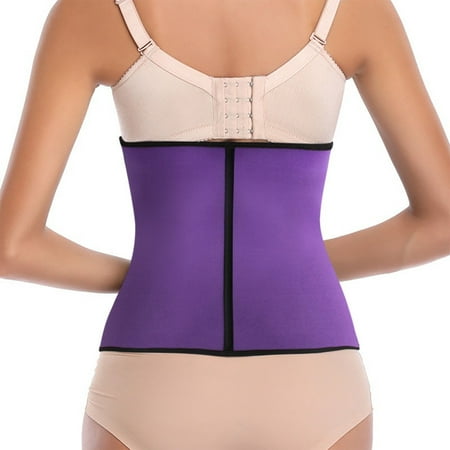 

QWERTYU Women s Seamless Shapewear Waist Training Low Rise Body Shaper Tummy Control Belt Purple L