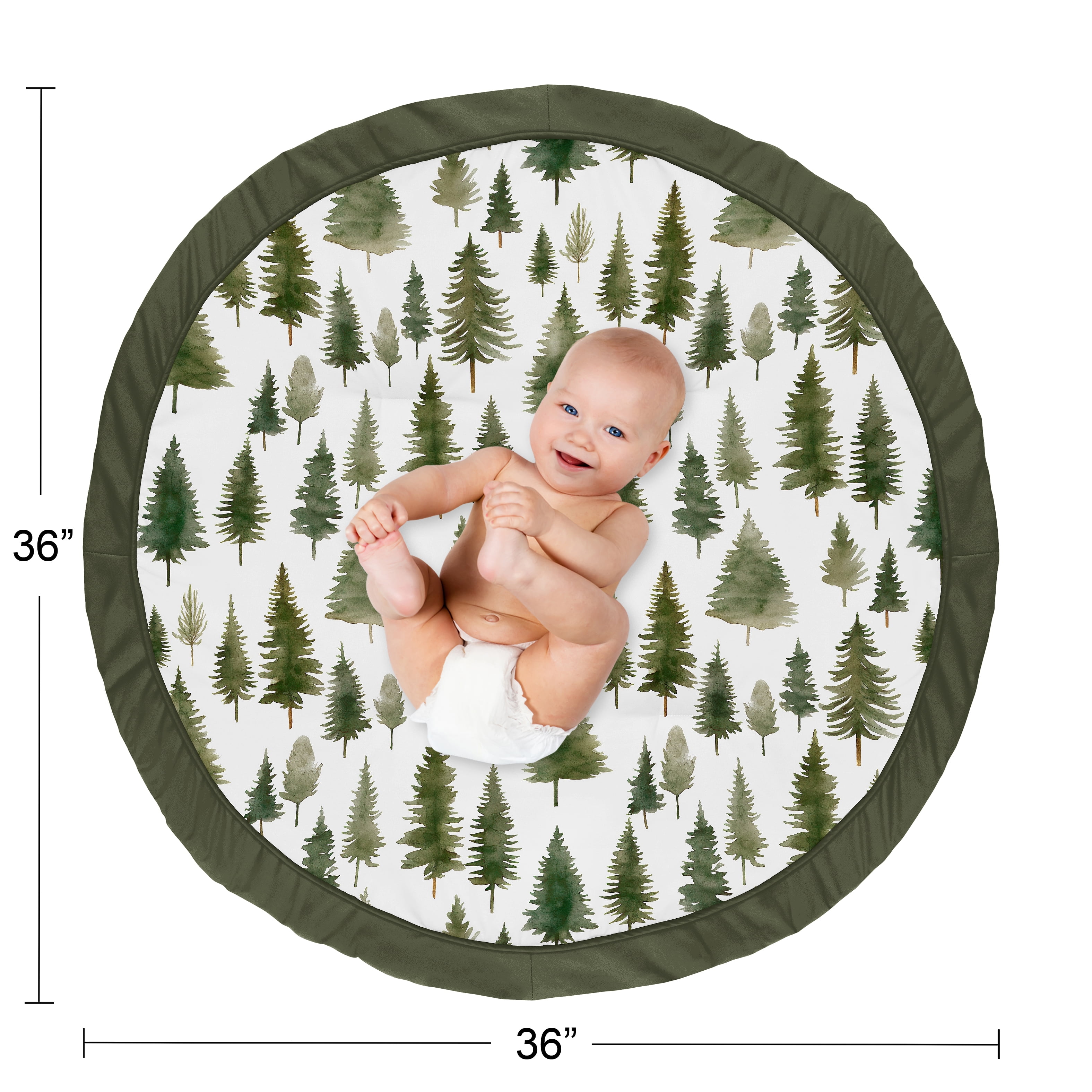 Sweet Jojo Designs Woodland Pine Tree Boy or Girl Gender Neutral Unisex Baby Tummy Time Play Mat