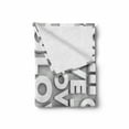 thumbnail image 2 of Love Soft Flannel Fleece Blanket, Macro Big Texts Lettering Setting Passionate Emotions Feelings Sweetheart Design, Cozy Plush for Indoor and Outdoor Use, 50" x 60", Grey Red White, by Ambesonne, 2 of 6