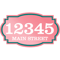 Curb-N-Sign® Horizontal House Address Decals, Victorian Fancy Super Reflective Mailbox Address Numbers, Easy Peel & Stick Customized Address Number (Blush Pink,7"x12")