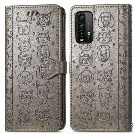 

Case for XIAOMI Redmi Note 9 4G Flip Cover Cartoon Animals Shockproof Short Strap Leather Case