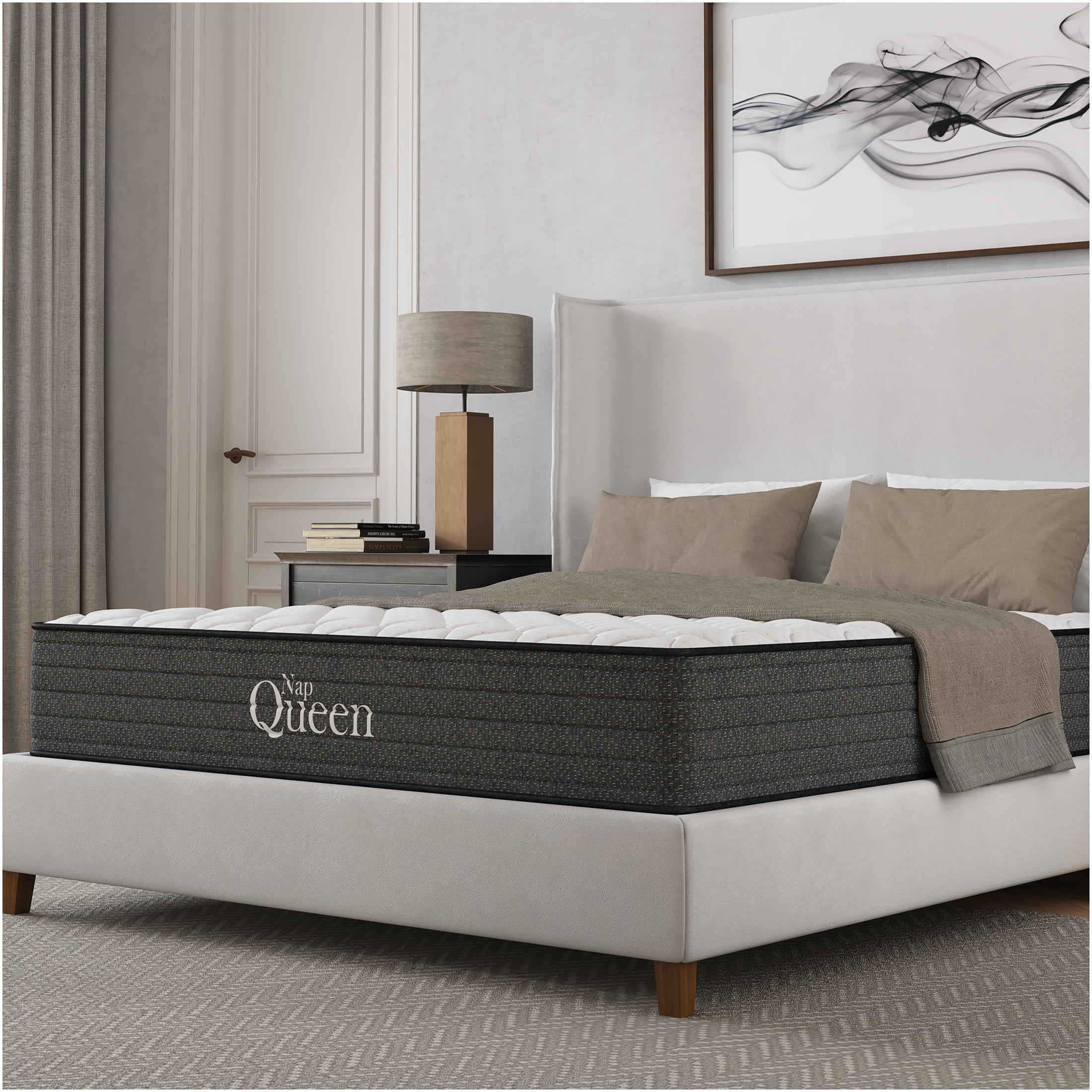JERFIT 10 Inch King Size Hybrid Mattress, Gel Infused Memory Foam Pocket Springs for Cool Sleep Support, CertiPUR-US Certified, Grey