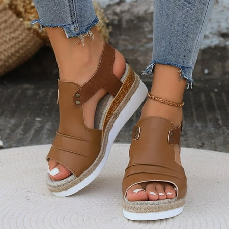 

Platform Sandals Open Toe Heeled Sandals with Adjustable Ankle Strap Comfortable and Lightweight Wedge Shoes in Summer