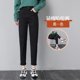thumbnail image 1 of Pantalones de invierno de talle alto, holgados, adelgazantes, de color blanco cremoso, con forro polar y gruesos, para mujer, talla pequeña, 1 of 4