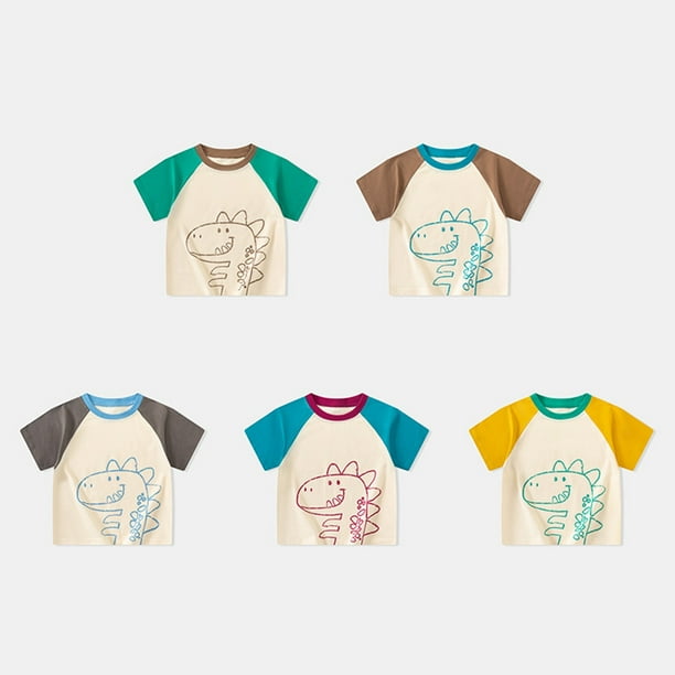 T-shirt Garçon Manches Longues Dinosaure Lumineux - Coton Doux - Taille 2 à 7 Ans - Idéal Printemps/Automne