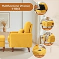 thumbnail image 2 of DREAMSIDEA Accent Chair with Storage Ottoman, Adjustable Backrest Lounge Chair with Footrest, Corduroy Reading Chair with Pillow and Side Pockets for Living Room & Bedroom-Yellow, 2 of 6