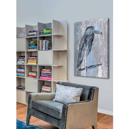 "Blue-Grey Bird" Painting Print on Wrapped Canvas