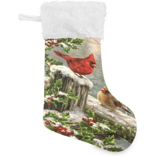 Winter Holiday Cardinal Christmas Needlepoint Stocking, 18-Inch Height,  Wool and Cotton