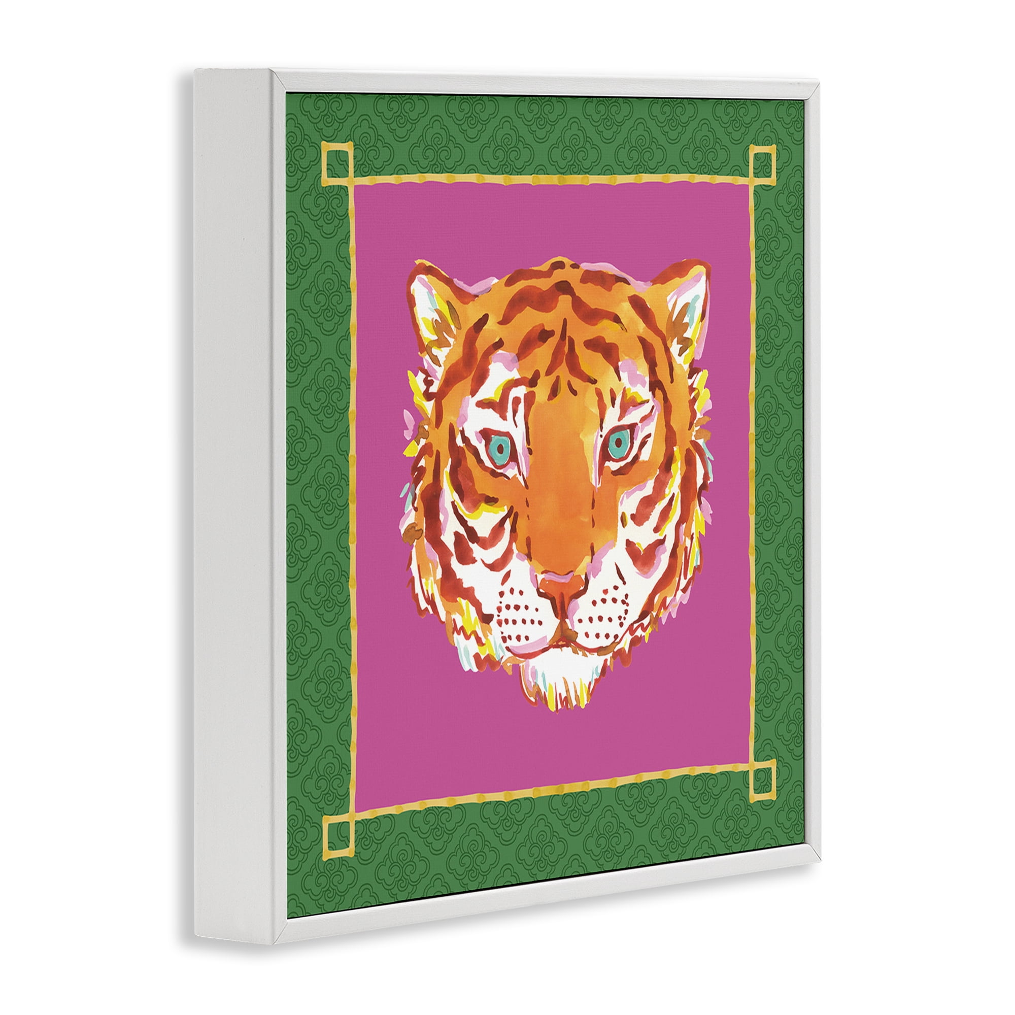 Stupell Industries Bordered Exotic Tiger Portrait White Framed Giclee Art, design by Karolina Sato