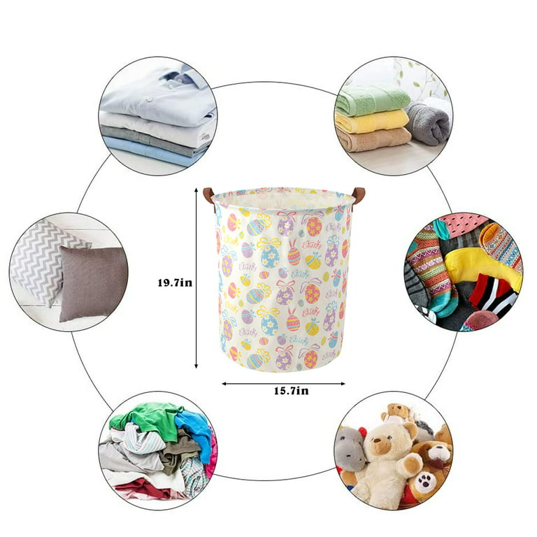 AUCHEN 19.7 Collapsible Laundry Basket, Foldable Cotton Linen Laundry  Hamper for Baby Girl Boy, Large Capacity Basket with Handles Bag Dirty  Clothes