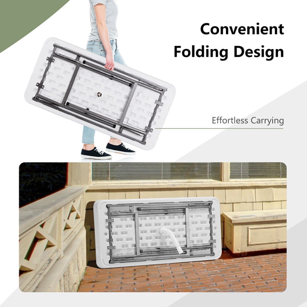Aimee Lii 4 Feet Plastic Party Ice Folding Table with Matching Skirt, Picnic Camping Table for Adults Aimee Lii 4 Feet Plastic Party Ice Folding Table with Matching Skirt, Picnic Camping Table for Adults