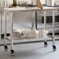 thumbnail image 1 of vidaXL Table de Cuisine avec Roulettes 110x55x85 cm Acier Inoxydable, 1 of 5