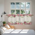 thumbnail image 3 of Pink Flowers Tier Curtains 24 Inch Length, Spring Floral Farmhouse Botanical Rustic Cafe Short Curtains for Bathroom Over Sink, Small Kitchen Curtain Light Filtering Drapes 2 Panels 27.5"Wx24"L, 3 of 8