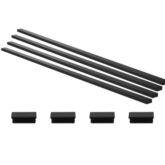 KFFKFF 4 Pack 6.5 ft Stainless Steel Handrail, Rectangular Top Stair Deck Hand Rail for Indoor/Outdoor Steps with End Caps, Matte Black Finish Adjustable Metal Stair Rail for Cable Railing Systems