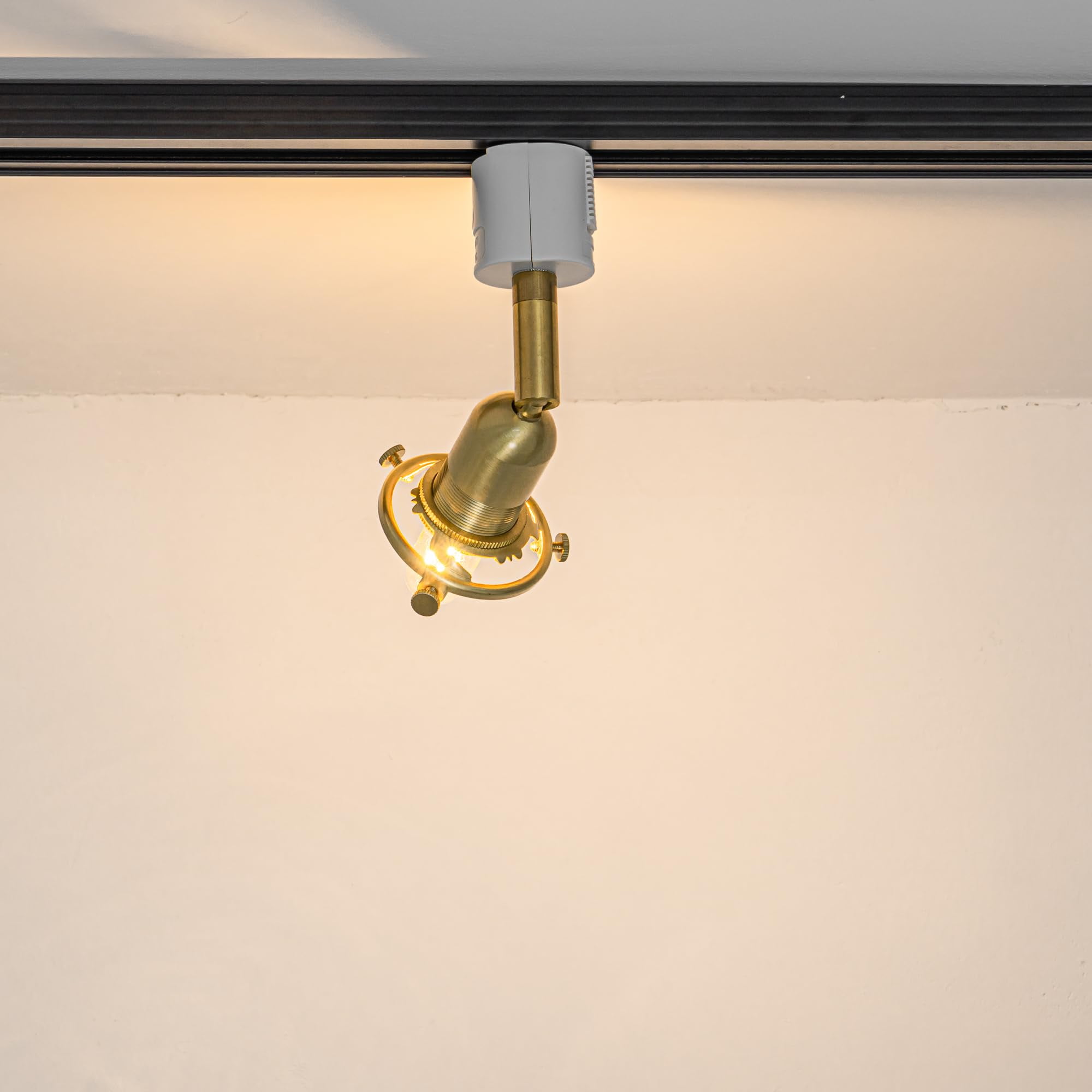 KAYYELAMP Juno System E12 Mini Brass Base Adjustable Titl Angle Track Lighting Modern Design for Farmhouse Kitchen Sink Gallery Loft Home(No Bulb, Track)