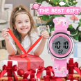 thumbnail image 4 of Reloj para niños para niñas, reloj deportivo digital para niños, relojes electrónicos multifunción impermeables con retroiluminación LED de 7 colores para niños de 3 a 12 años (rosa) JM, 4 of 5