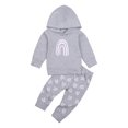 thumbnail image 1 of Kids Baby Fashion 2-piece Outfit Set Long Sleeve Rainbow Print Hoodie+Pants Set for Children, 1 of 6