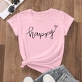 thumbnail image 4 of Daznico Women's Happy Graphic Printed Cap Sleeve Crew Neck T-Shirt, Casual Loose Fit Basic Tee for Daily Wear & Outfits,L, 4 of 4