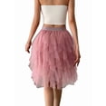thumbnail image 3 of Women Tulle Skirts Midi Long Fairy Skirt Tutu A-Line Mesh Layered High Elastic Waist Skirts Pink XL, 3 of 7