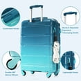 thumbnail image 3 of PAPROOS 3-Piece Luggage Set (20''/24''/28''), Hardshell Lightweight Suitcase with USB Port and Side Hooks, Travel Luggage with TSA-Lock, Hardside Rolling Luggage for School, Travel, Blue #2, 3 of 7