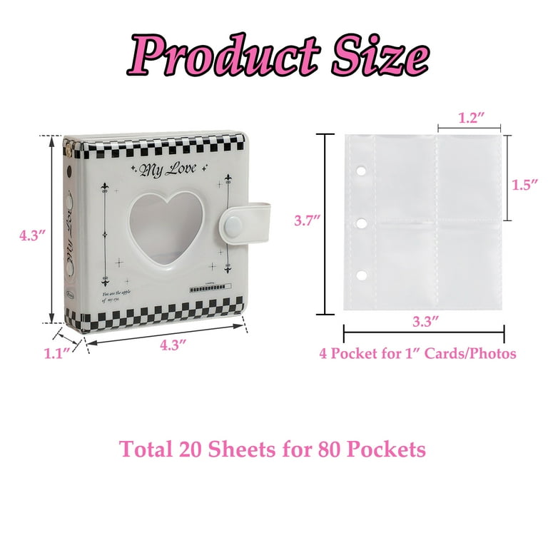 40/80 Pockets Mini Photo Album for Film, Heart Hollow Card Binder Photo  Album, Kpop Photo Card Holder (Wihte,80PCS 1" Photos) - Walmart.com