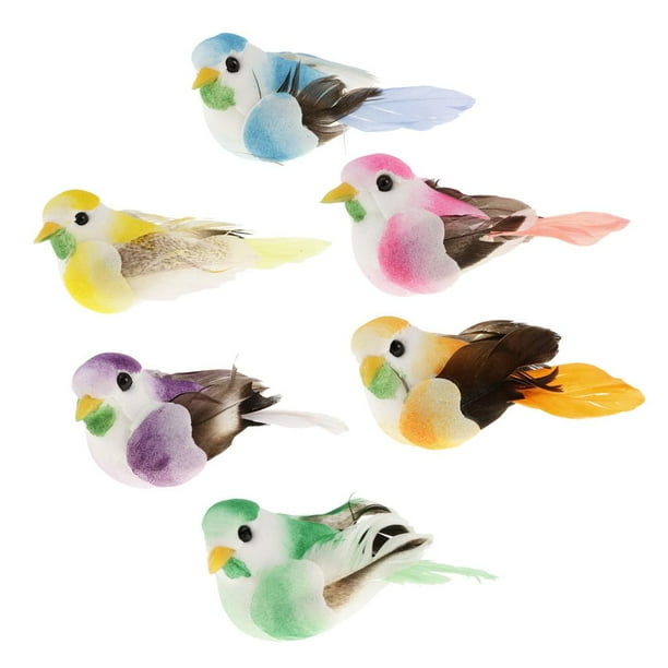 6 Uds. de Plumas Artificiales para Pájaros, Accesorios de Espuma para Manualidades