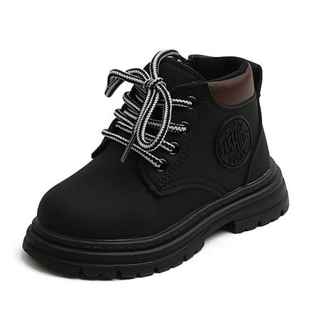 

Kids Toddler Girls Boys Zipper Frosted Leather Round Toe Lace Up Ankle Boots Non-Slip Waterproof Comfort Work Boot