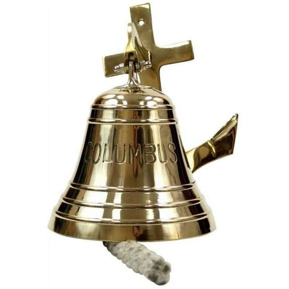 Brass "COLUMBUS" Anchor Bell - Nautical Decor