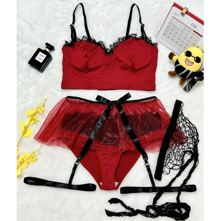 Generic New Sexy Lingerie Suit Sexy Seduction Tulle Skirt Underwear with Stockings Sexy Suit Suit