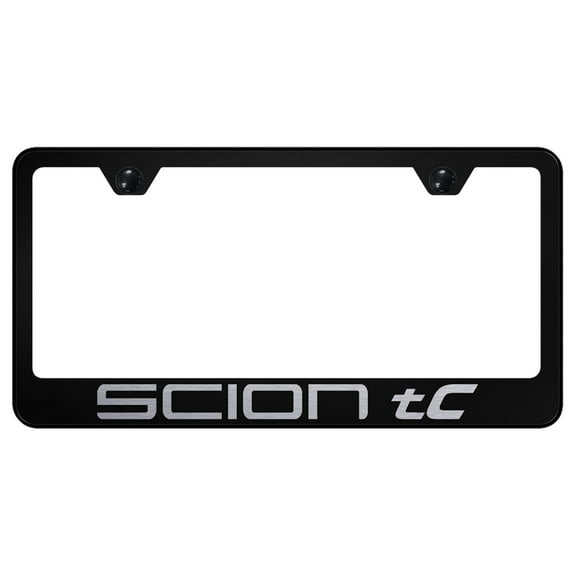 Toyota Scion tC Laser Etched Logo Stainless Steel License Plate Frame (Black)