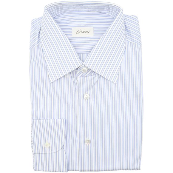 Brioni Chemise Habillée à Rayures Bleues / Blanches pour Homme - 43-17 (TG)