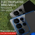 thumbnail image 5 of Magnetic Case for Samsung Galaxy S23 Ultra, Electroplated Frame Clear Rotate Ring Holder Kickstand Slim Thin Fit Cover Support Car Mount All-Inclusive Lens Protection Anti-Yellowing Case,Blue, 5 of 10