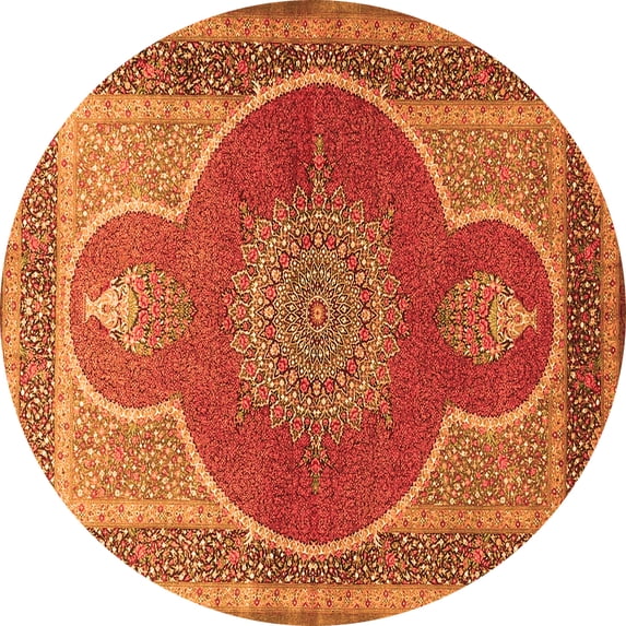 Ahgly Company Indoor Round Medallion Orange Traditional Area Rugs, 6' Round