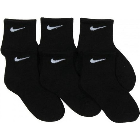 Nike Kids Ankle Cut Black Cotton Socks, 6-Pack