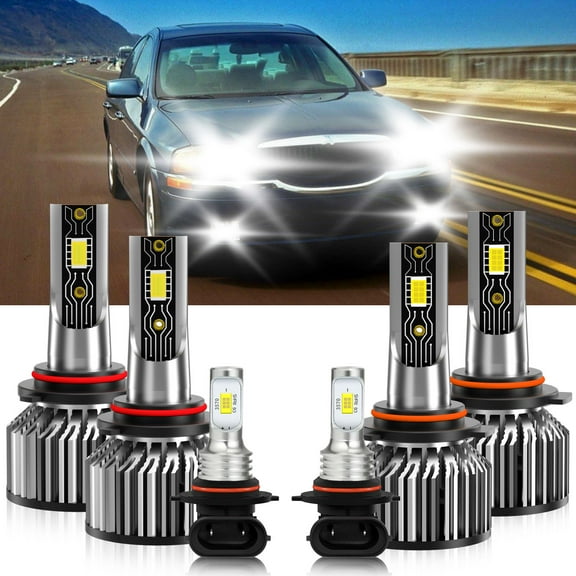 VEHIFOMO Compatible for Lincoln LS 2000-2002 6PCS LED Headlight High Low Beam Fog Light Bulbs 6500K