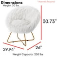 thumbnail image 5 of BirdRock Home White Faux Fur Papasan Chair with Pale Gold Legs, 5 of 7