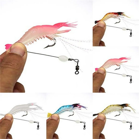 Product Category Fishing - Product Title Soft Luminous ShrimpLure Set Hook 9cm Soft Luminous 5 Colors