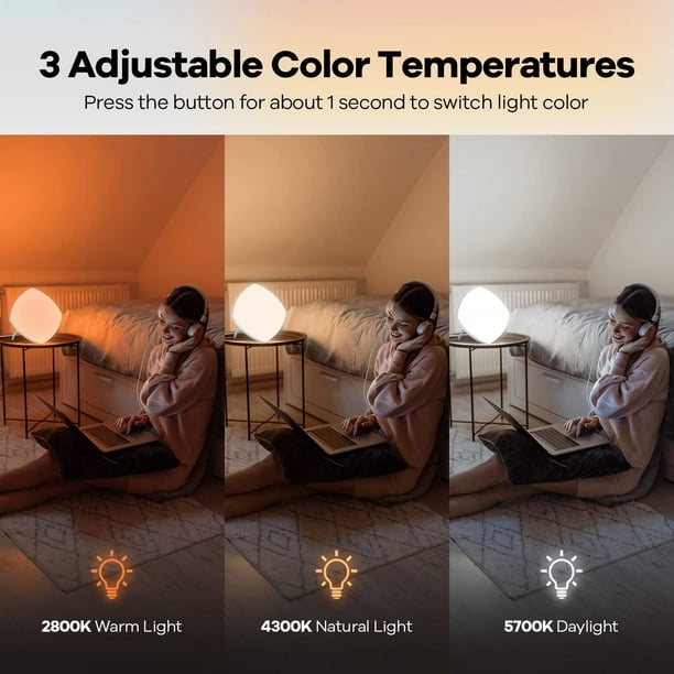 Light Therapy Lamp FASCARE 10000 Lux Therapy Lamp with 4 Timer Memory  Function/3 Color Temperature/5 Brightness Level Sunlight Light UV-Free 152  LED Beads for Bedroom/Office - Diamond 