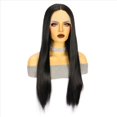 thumbnail image 4 of Peluca Sin Pegamento con Diadema de Fibra Dividida Media Frontal de Encaje de Pelo y Liso Negro para Mujer para Uso Diario y Cosplay, 4 of 5