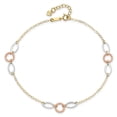 thumbnail image 4 of Auriga Fine Jewelry 14K Tri-Color Gold Circle and Oval Anklet 10inch for Women, 4 of 7