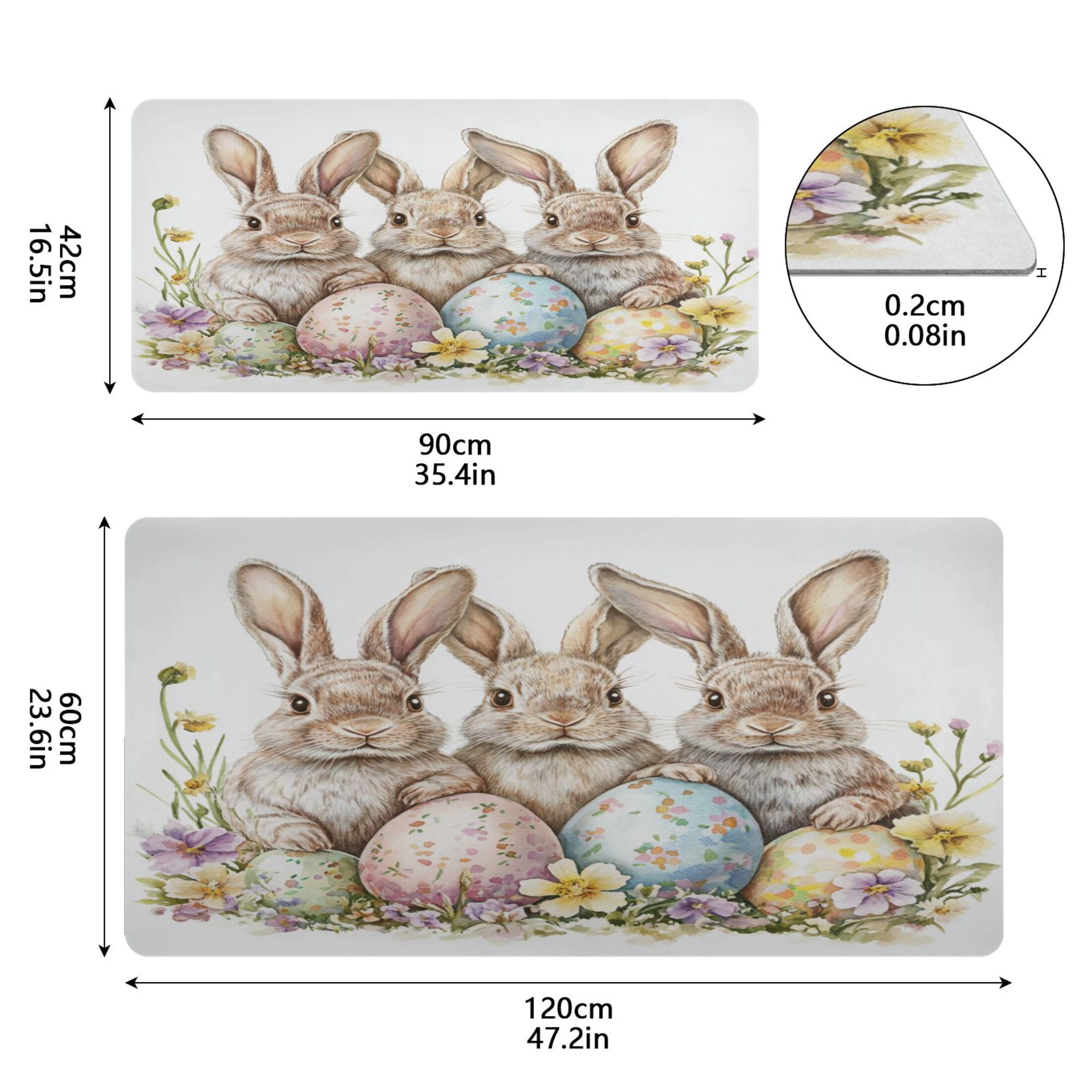 Leather Keyboard and Mouse Desk Mat Office Desk Accessories Protective Office Desk Decor Desk Pad Mat for Gaming, Work from Home, Office Three Cute Bunnies 16.5" x 35.4"