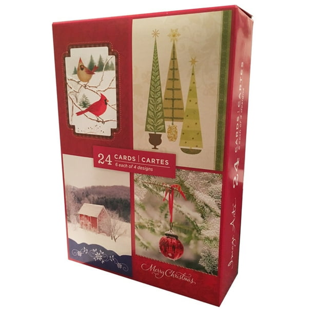 Image Arts Sparkling Glitter Assortment Box Of 24 Christmas Cards Walmart Com Walmart Com