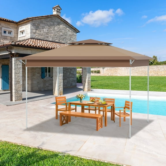 AVAWING 12x12 ft 39 lbs Outdoor Pop-up Canopy Party Tent Easy Setup Patio Wedding Tent, Brown