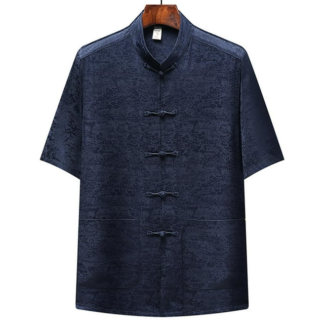 pstuiky camisetas para hombre, Camisa informal de manga corta, cuello alto, lisa y cómoda para hombre camisas casuales para hombre xl