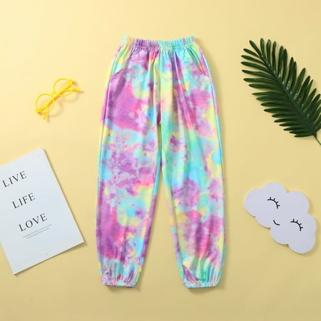 

Simplmasygenix Toddler Pants Cargo Wide Leg Toddler Baby Kids Girls Boys Tie Dyed Print Pants Casual Trouser Clothes
