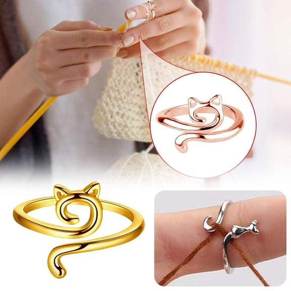 YYKihy Adjustable Crochet Tension Ring For Finger Shape Metal Open Tension Ring For Crocheting Crochet Loop Rings Faster Knitting Thimbles For Women