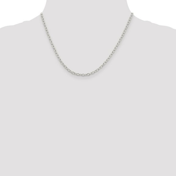 Diamond2Deal 925 Sterling Silver 3.4mm Oval Cable Chain Necklace for Men 18"