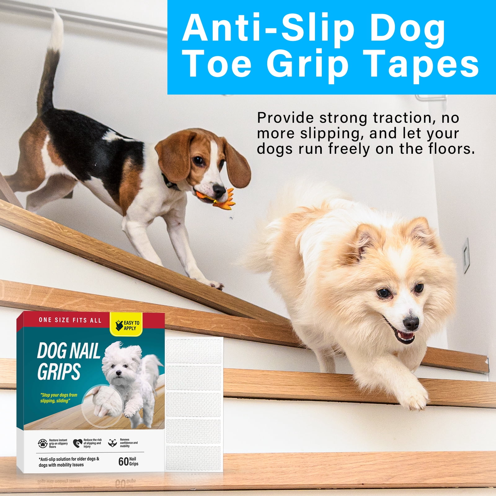 Dog Toe Grips, Dog Nail Grips, Secure Traction for Indoor & Outdoor Surfaces, 60pcs